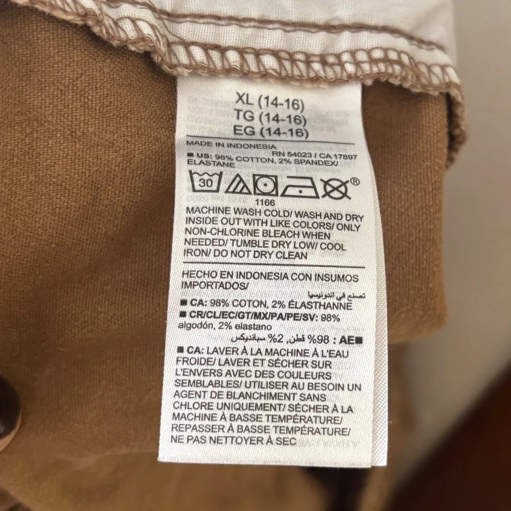 Old Navy‎ Boys XL 14-16 Brown Straight Built-In Flex Elastic Waist Pull On Pants
